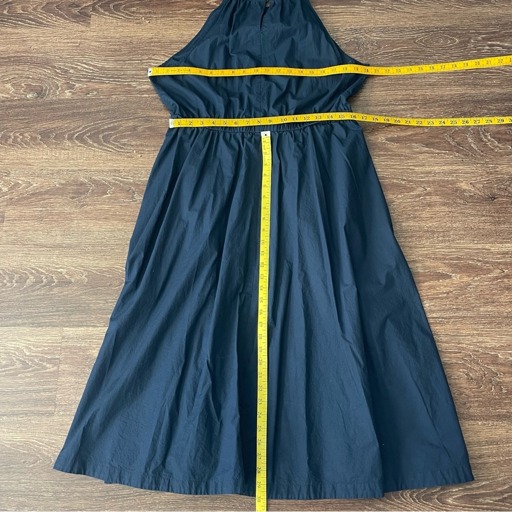 Talbots Navy Blue Gold Chain Shoulder Strap Midi Fit & Flare Cotton Dress | 16P - Picture 12 of 15